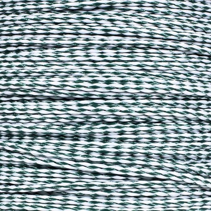 Hollow Braid Polypropylene Rope (1/4 Inch, 1000 Feet, Hunter Green and White) - Barrier Rope - Trail Marking, Crowd Control, Golf Courses