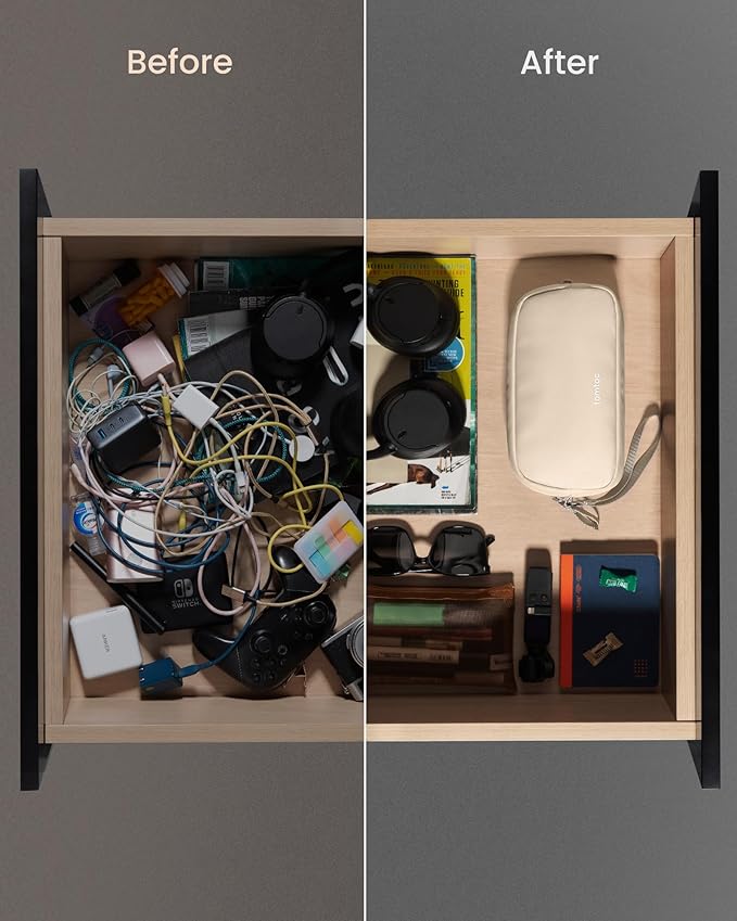 tomtoc Electronics Organizer Travel Case, Water Resistant Travel Bag Cable Organizer for Essentials, Tech Pouch Accessories Carry Storage for Cord, Phone, Cables, Airpods, USB Flash Drive, Daily Items