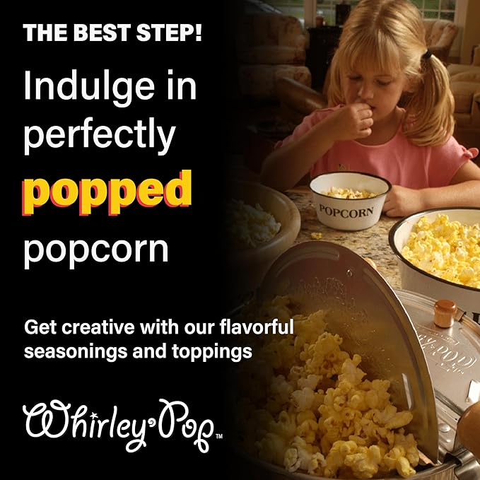 Original Whirley Pop Popcorn Maker - Wabash Valley Farms Gourmet Popcorn Popper, Aluminum Pot With Nylon Gears, 3-Minute Stove Top Popper, Home Movie Night (Silver)