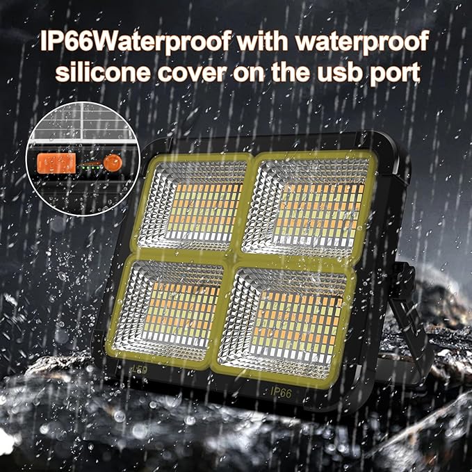 Portable LED Work Solar Light 100W 16500mAh 10000 LM with Stepless Brightness Job Site Battery Rechargeable LED Floor Light for Emergency Worklight for Hurricane (Black(Remote))