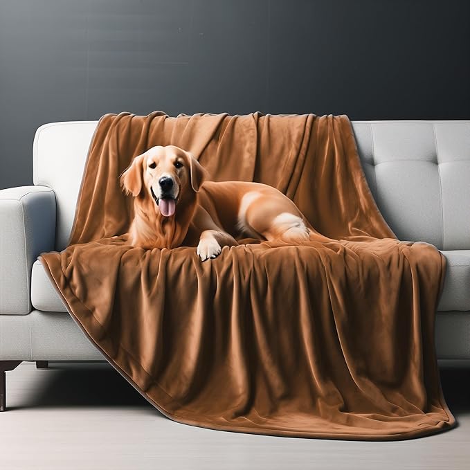 Waterproof Throw Blanket, Ultra-Soft, Water Resistant, Water Proof, Stain Proof, Leakproof & Spill-Proof Flannel Throw (Velvet Brown & Twilight Blue, 40x60)