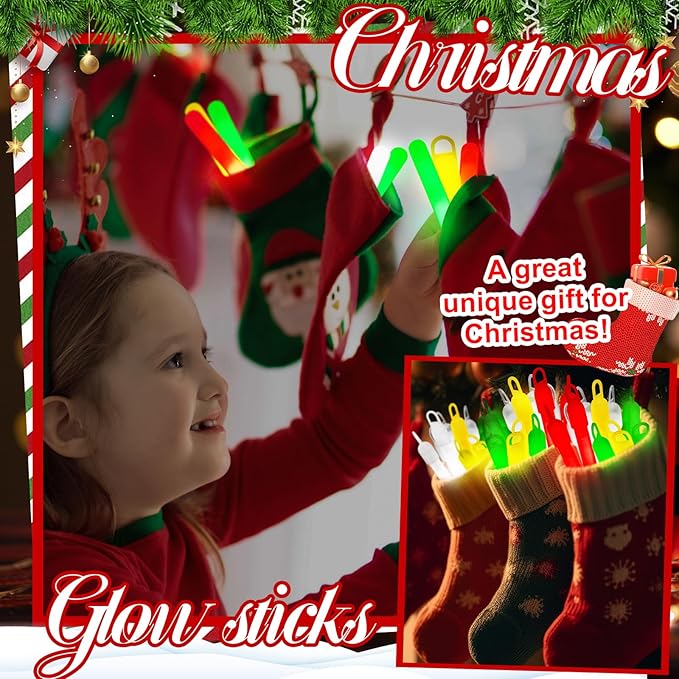 Lewtemi 4" or 6" 100 Pack Bright Glow Sticks Bulk, Glow in The Dark Party Supplies Birthday and Holidays Party Favors