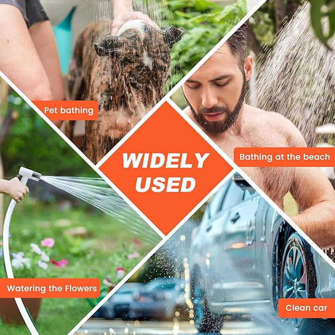 Portable Camping Shower Outdoor Camp Shower Pump,Upgrade Rechargeable Electric Shower Pump with Intelligent Digital Display Multiple Spray Modes for Camping, Hiking, Traveling,RV