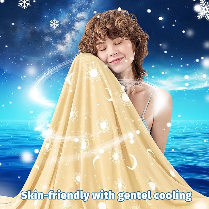 inhand Cooling Blanket King Size (90"x108") - Cooled Blankets for Hot Sleepers Lightweight Breathable Summer Blanket for Sleeping Night Sweats to Keep Cool in The Heat -Beige