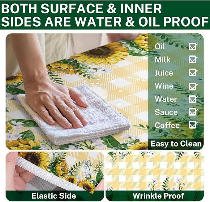 Picnic Table Cover with Bench Covers Elastic Edges, Yellow Fitted Table Cover, Outdoor Patio Camping Essentials 72 Inch 3PCS, Waterproof Camping Fitted Tablecloth with Drawstring Bag