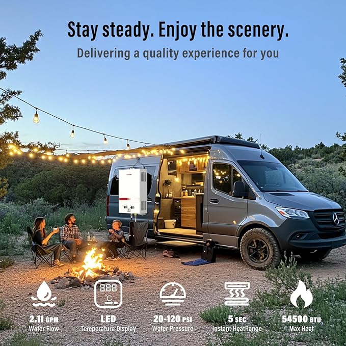 Propane Water Heater Tankless, 8L Portable Water Heater,2.11GPM Gas Portable Hot Water Heaters with Multi-Protection, Instant Camping Water Heaters for Camping, Outdoors Shower RV Shower,White