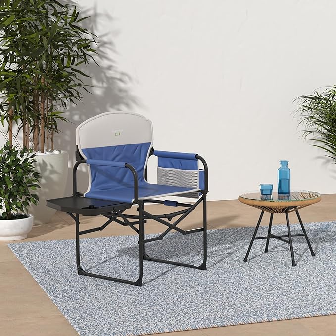 SUNNYFEEL Camping Directors Chair, Heavy Duty,Oversized Portable Folding Chair with Side Table, Pocket for Beach, Fishing,Trip,Picnic,Lawn,Concert Outdoor Foldable Camp Chairs