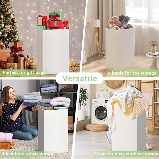 16 Pack Disposable Trash Cans for Parties, 13 Gallon Large Collapsible Garbage Cans, Thick Recycled Cardboard Reusable Recycling Bins for Party Events Camping (13" L x 10" W x 21" H), White