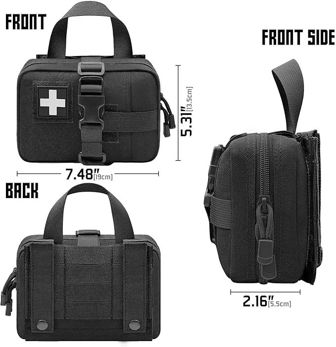 Tactical Ifak Trauma Kit - Emergency First Aid Bleeding Control Kit, Snake Bite & Bee Sting Supplies, Venom Extractor Pump