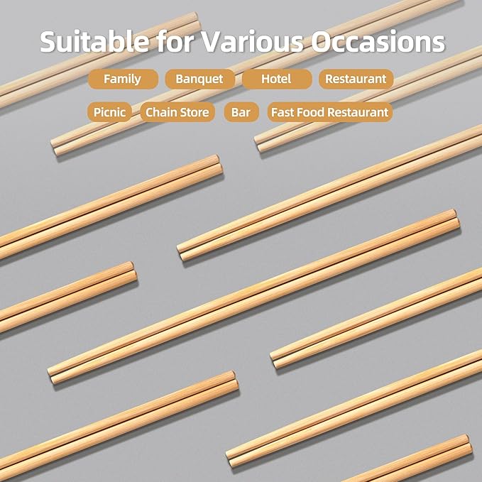 VIWIK 50 Pairs Premium Disposable Chopsticks - Individually Wrapped Natural Bamboo Reusable Chopstick - Japanese Korea Wooden Chop sticks, Portable Individually Wrapped chopsticks, 9 Inch