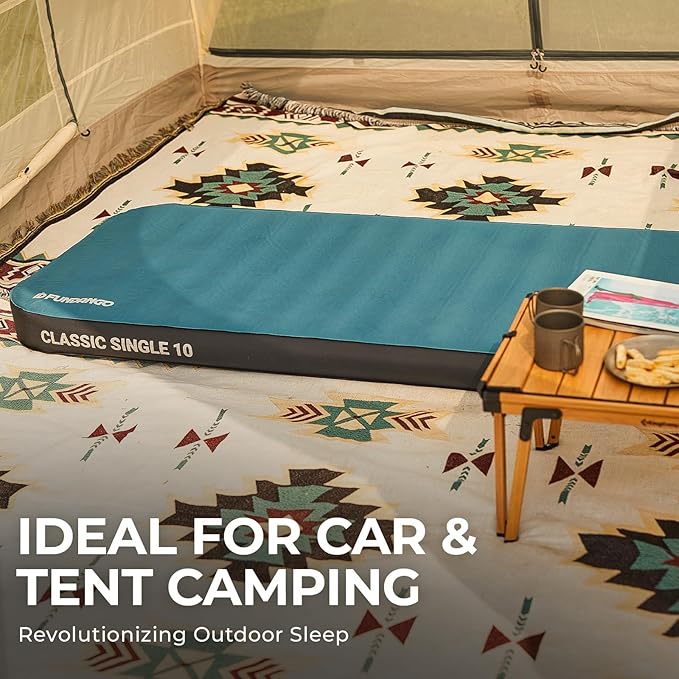 FUNDANGO Camping Self-Inflating Sleeping Pad, Single Twin Size air Foam Mattress Cot with Pump Sack for Tents Car Van Outdoor Home