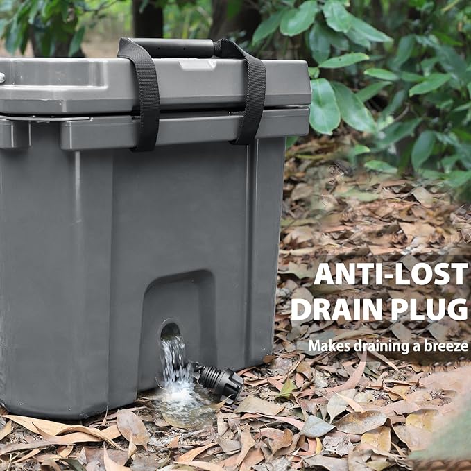 Hard Cooler, Insulated Ice Chest Box Holds Ice for More Days, Portable Cooler with Handle, Cup Holders, Double Latches for Camping Drink, Beach, Picnic, Fishing, Boat, Barbecue