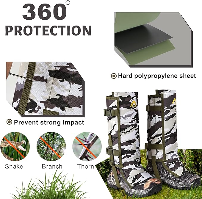 Snake Gaiters Leg Guards Waterproof Snake Guard Chaps Snake Chaps Bite Protection Adjustable Leg Gaiters Fit for Men & Women