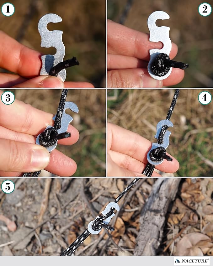 Rope Tensioner Aluminum Alloy Camping Tent Guyline Cord Adjuster Camping of Gear for Camping, Hiking, Backpacking Ultralight Tent Stakes Guy Lines (Sliver, 10 Pack)