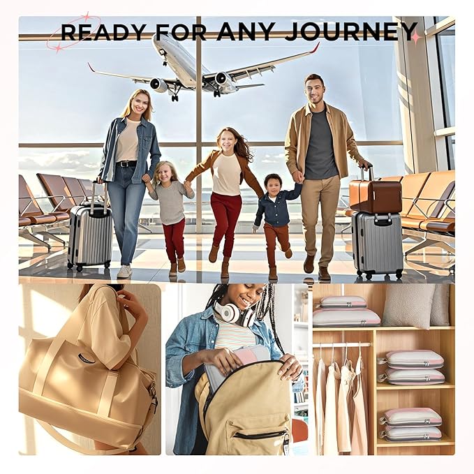 10 Set Compression Packing Cubes for Travel Essentials Women Mom,Compressible Expandable Packing Cubes for Suitcase,OlarHike Luggage Organizer Bags for Travel,Handy Helper for Organizing Clothes(Pink)