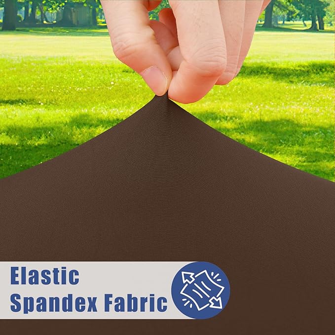 Spandex 6 Foot Rectangle Table Cloth 2 Pack, Elastic Fitted Tablecloths for Picnic, Stretch Washable Patio Table Cover for Outdoor, Camping, Banquet and Parties (Coffee, 30"x72")