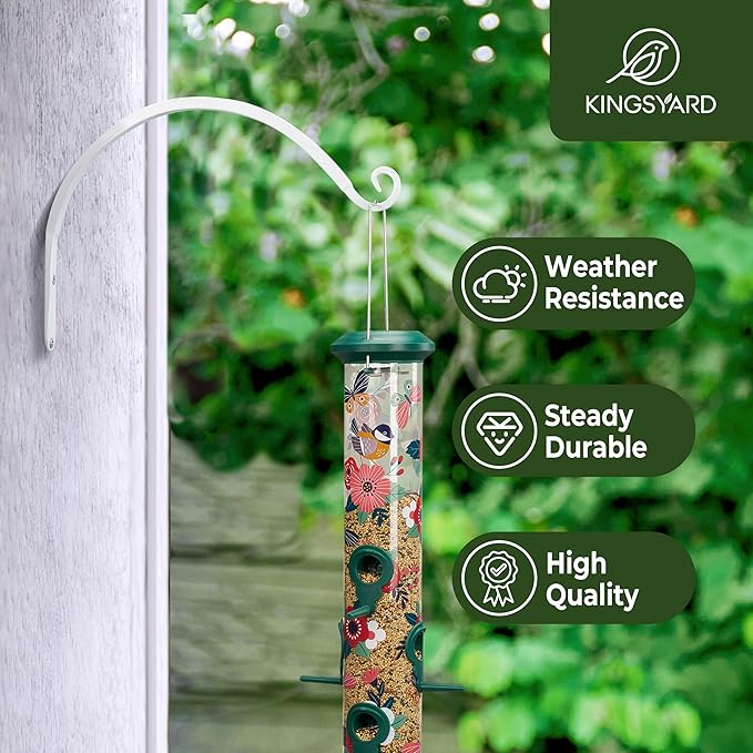 Kingsyard 2-Pack Wall Plant Hanger Outdoor - Heavy Duty Metal Decorative Hanging Bracket Hooks for Hanging Plant, Hummingbird Feeders, Lanterns, Wind Chimes Outdoor & Indoor, 8-Inch/White