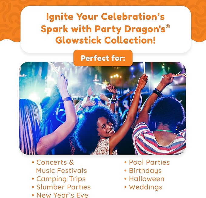 Glow Fever Glowsticks Bulk 1200pcs Party Pack includes 600 8" Glow Sticks and 600 connectors, Bracelets and Necklaces, DIY Costume , Light Sticks, for Concert, Wedding and Birthday, Multicolor