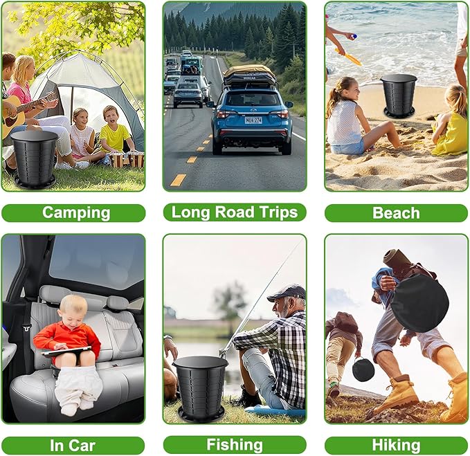 Camping Toilet, Retractable Portable Toilet for Adults Kids, Adjustable Height Portable Potty with Lid, Foldable Travel Potty for Camping, Hiking, Fishing, Car Travel, RV, Road Trip, Beach (13”H)