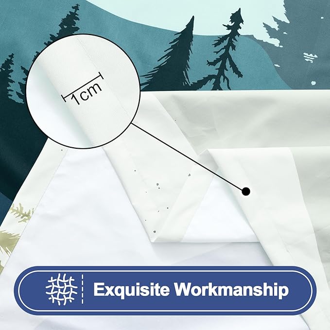 Smiry Picnic Table Cover with Bench Covers, Waterproof Elastic Fitted Tablecloth for 6 Foot Tables, Washable Polyester Tablecloths for Camping, Indoor & Outdoor (Green Blue, 30x72 Inch 3-pc Set)