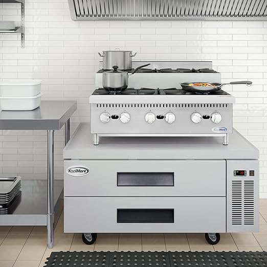 KoolMore KM-CRSU-36 36 in. Commercial Six-Burner Step Up Gas Range, 156000 BTU, ETL Listed in Stainless-Steel