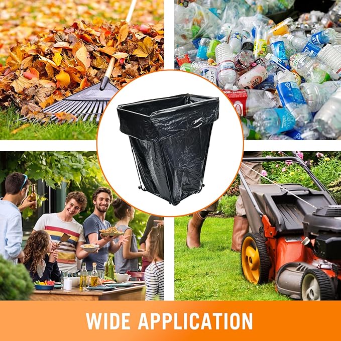 CAMPFIRE Trash Bag Holder Fits 30-45 Gallon Bags, Multi-Use Garbage Bag Holder, Portable to Use Leaf Bag Holder for Yard, Camping, Parties, and Leaf Collector
