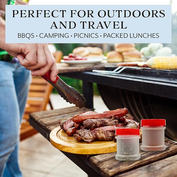 Cornucopia Brands Mini Plastic Spice Jars w/Sifters (12-Pack, Red); 2 Tablespoon Capacity (1 Fluid Ounce) Spice Bottles for Travel, Glitter, Gifts, Favors, Etc.