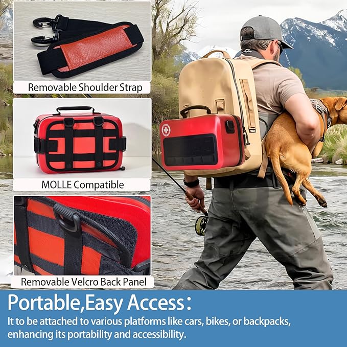 Best Survivor Waterproof First Aid Kits -348 Piece Comprehensive Trauma Kit, Emergency Medical Kit for Marine, Outdoor, Camping, Hurricanes, Boating and Car -with Labeled Compartments for Easy Access