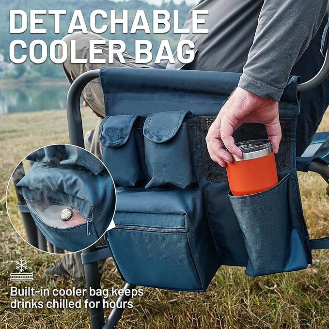 Timber Ridge XXL Upgraded Oversized Directors Chairs with Foldable Side Table, Detachable Side Pocket, Heavy Duty Folding Camping Chair up to 600 Lbs Weight Capacity (Blue) Ideal Gift