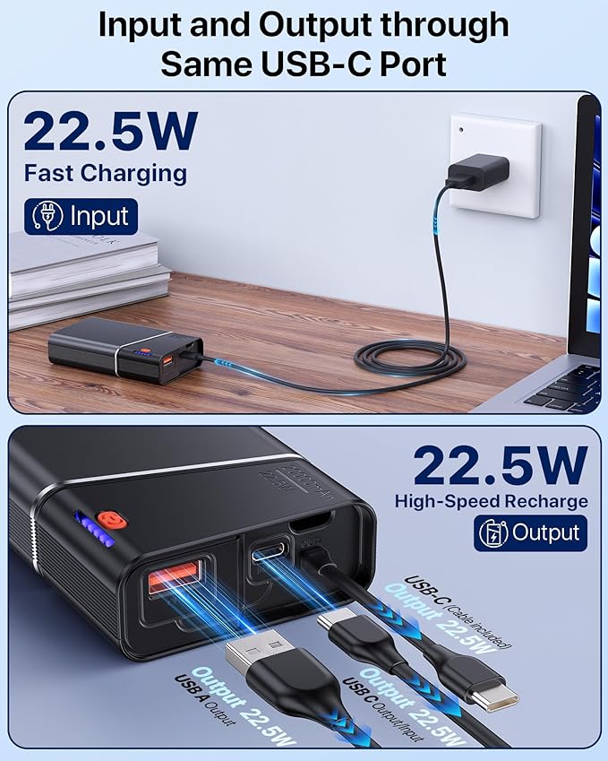 Kesguar Portable Charger 20000mAh, 22.5W PD 3.0+QC 4.0 Super Fast Charging Power Bank, Cooler Aerospace Metal Case for iPhone 16 15 14, 13 Android, iPad, Samsung Google Tablet & More