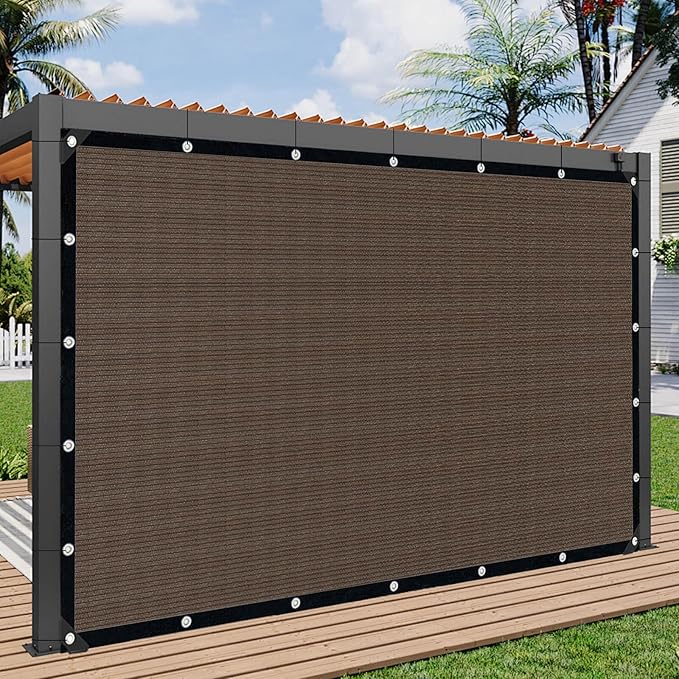 Sun Shade Cloth with Grommets,90% UV Protection Shade Fabric,Pergola Shade Cover Canopy Fence Privacy Screen Balcony,Brown Sunshades for Patio Pergola Garden Backyard Outdoor,Mocha-8x20FT