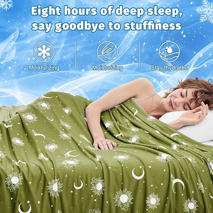 inhand Cooling Blanket King Size (90"x108") - Cooled Blankets for Hot Sleepers Lightweight Breathable Summer Blanket for Sleeping Night Sweats to Keep Cool in The Heat -Wild Fern Green