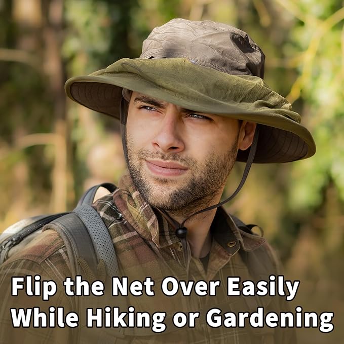 Comhats Net Nylon Mesh Veil Bucket Hats for Men Sun UV Protection Fishing/Gardening/Boating Outdoor