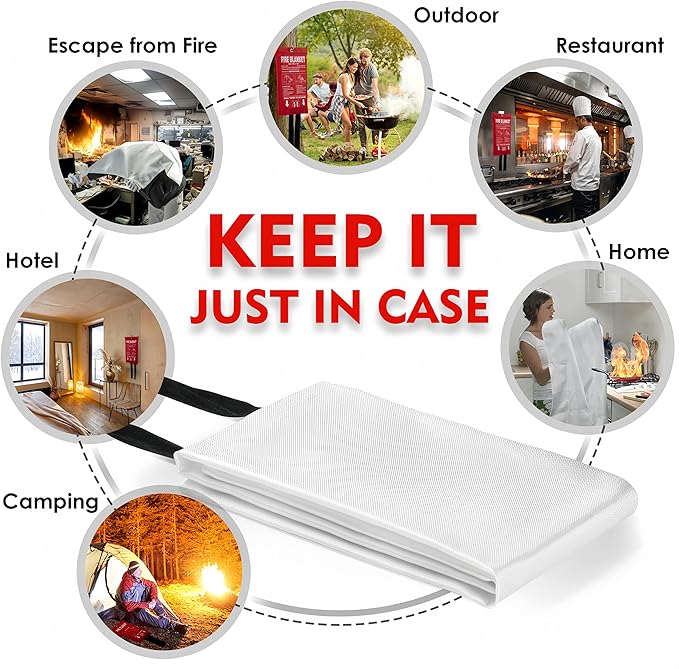 Fire Blanket,Fire Blankets Emergency for Home,39.4"x39.4" Emergency Fire Blanket for Kitchen Office School Warehouse Car Camping Grill Fireplace. (1 Pack)