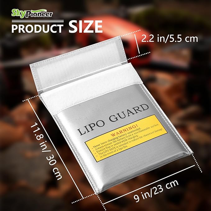 RC Lipo Safe Bag,Fire Retardant Lipo Battery Bag,9''x11.8''Silver,Fireproof Explosion-proof Sack for Charging and Storage
