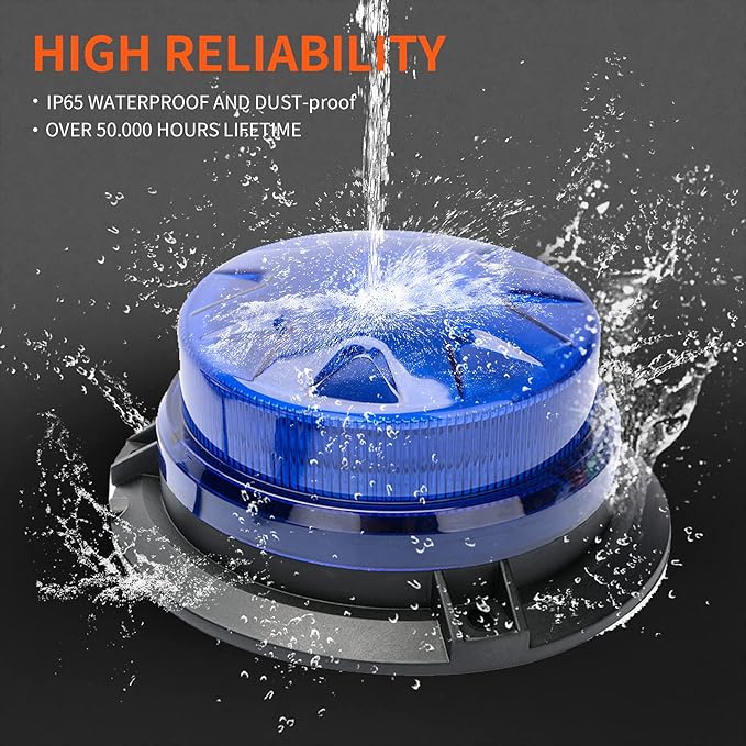 AUXMOTEC Blue Led Emergency Strobe Beacon Lights Bar with Magnetic Mount and 8 Flash Models Warning Safety Flashing Rooftop Signal Lamps for Firefighters Police Vehicles(24-LED 12V-24V)