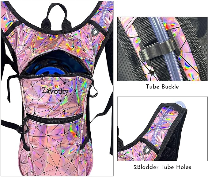 Reflective Hydration Backpack, Hydration Pack - Water Backpack with 2L/3L Hydration Bladder, Essential for Festivals - Rave Hydration Pack for Hiking, Running, Cycling, and Festivals