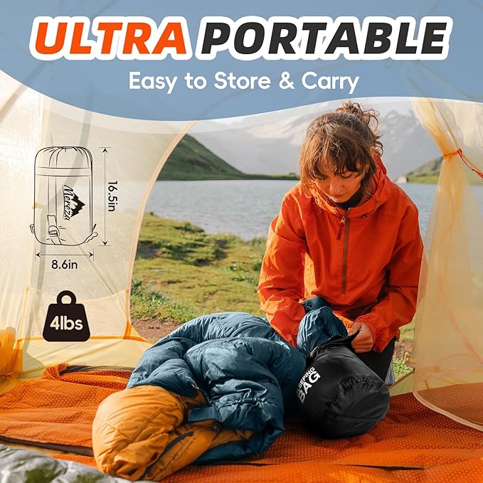 MEREZA Sleeping Bags XL for Adults Cold Weather Mens Large Wide Sleeping Bag for Big and Tall Girls Boys with Compression Sack for Camping Backpacking Warm & Cool Weather