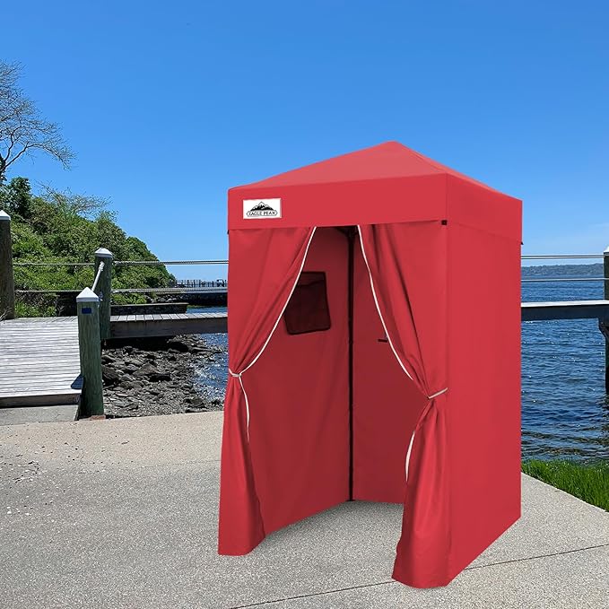 EAGLE PEAK EAGLE PEAK Flex Ultra Compact Pop-up Canopy, Sun Shelter, Changing Room, Portable Privacy Canopy Cabana, 4x4ft Canopy Tent, for Pool, Fashion Photoshoots, or Camping, Red