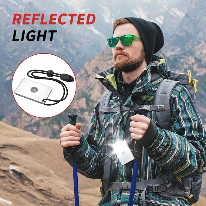 Signal Mirror Survival Reflective Mirror, Limcox Survival Reflective Mirror Lanyard Compass Whistle Outdoor Emergency Rescue Reflective Signal Star Flash Tool PFD Rescue Mirror