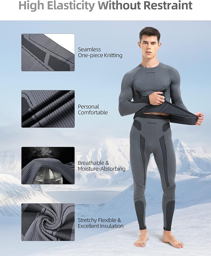 NOOYME Thermal Underwear Long Johns for Men - Long Underwear Base Layer for Cold Weather