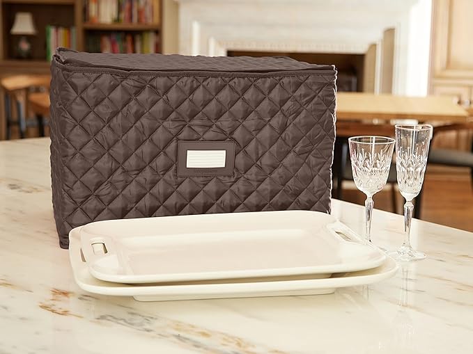 Covermates Keepsakes - Serveware Storage - Padded Protection - ID Window - Stain Resistant - Machine Washable - China Storage, Bronze