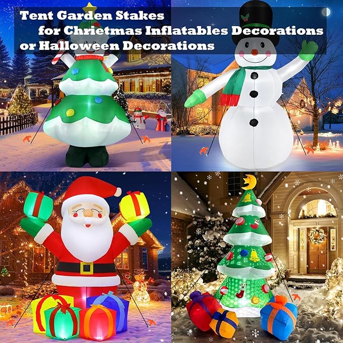 8" Screw in Tent Stakes Heavy Duty, Ground Anchors Screw in, Metal Threaded Tent Spikes, Camping Pegs for Canopies & Gardening Inflatable Decor (20 PCS Orange)