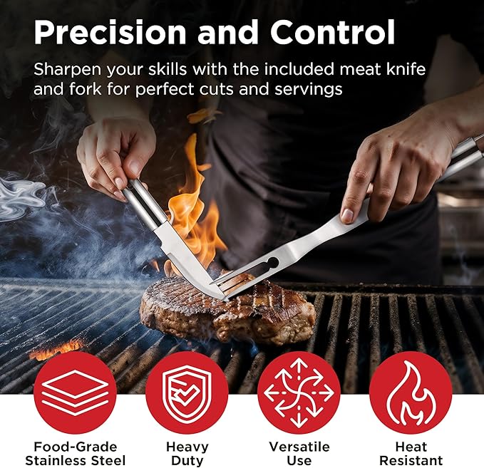 Kaluns BBQ Accessories, Complete Grill Set Dad Gifts for Christamas, 40 Pcs Premium Heavy Duty Stainless Steel Barbecue Grill Accessories for Outdoor Grill Gifts for Men Dad