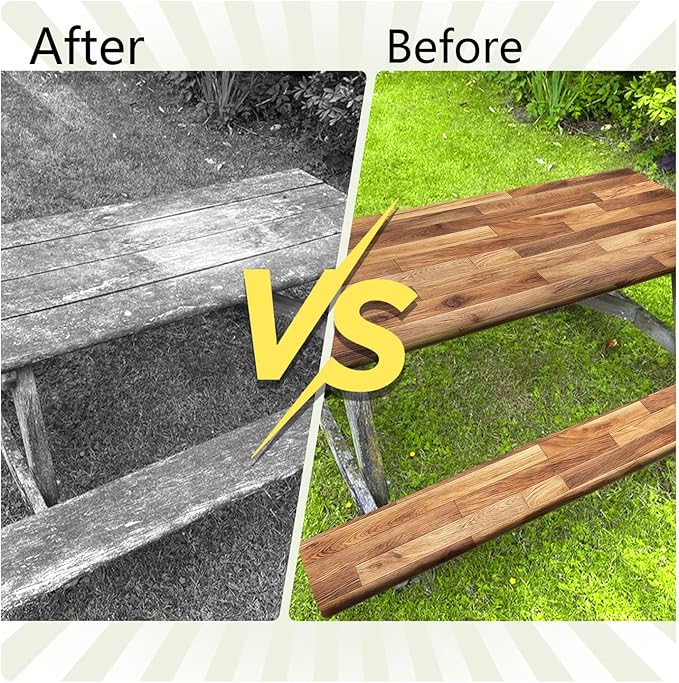 JAWO Picnic Table Covers with Bench Covers Wooden Pattern Camping Tablecloth 6FT for 6 Person Fitted Picnic Table Cover with Elastic Windproof Waterproof Fabric, Camping Accessories Patio & Outdoor