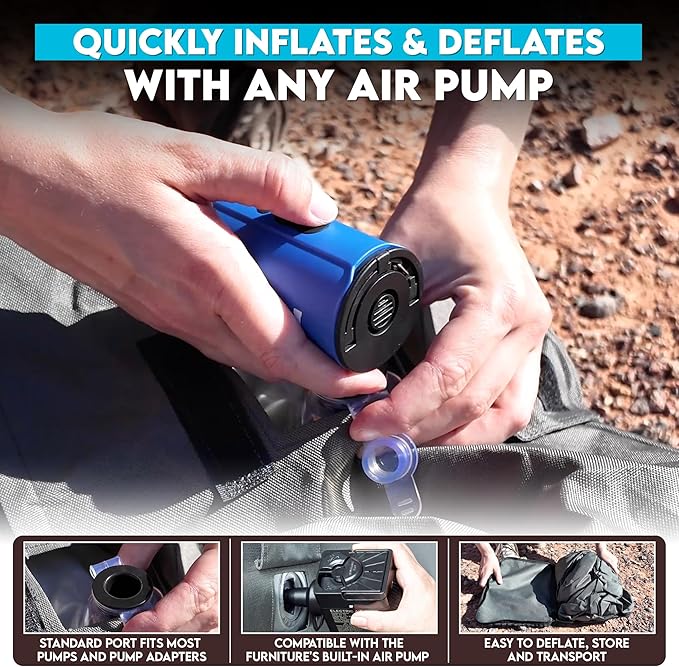 Pittman Inflatable Ottoman Foot Rest for Camping - Outdoor Pouf Ottoman is Waterproof for Camping & Patio - Removable Cover for Easy Cleaning - Inflatable Foot Stool Matches Our Popular Furniture Set