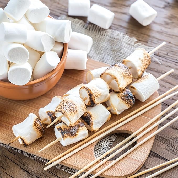 200 PCS Bamboo Marshmallow Roasting Sticks, SMores Skewers for Fire Pit, Extra Long 14 Inch Heavy Duty 4mm Thick Wooden SMores Sticks for Open Fire Pits Roaster Barbecue Hot Dog Camping Kebab Sausage