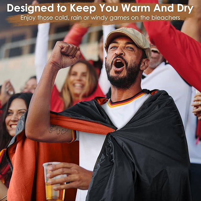 Catalonia Waterproof Stadium Blanket, Windproof Wearable Poncho for Football Sideline & Sports Events for Fans, Portable, Durable Outdoor Blanket for Camping & Tailgating