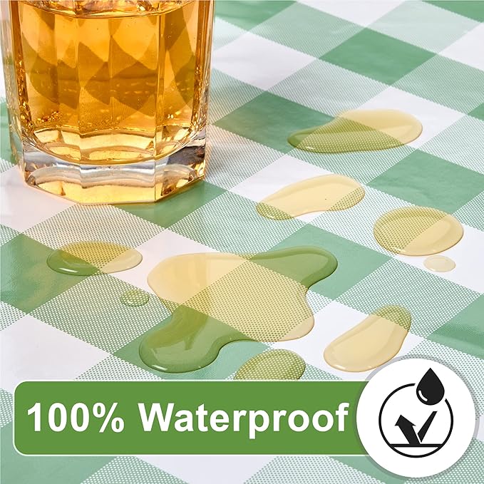 Hudson Comfort Picnic Table Cover with Bench Covers – 500 GSM Reusable Heavy Duty Vinyl Outdoor Table Cover - Waterproof Picnic Tablecloth with Carry Case (Green, 72x30 Inch) (6 Feet Long)