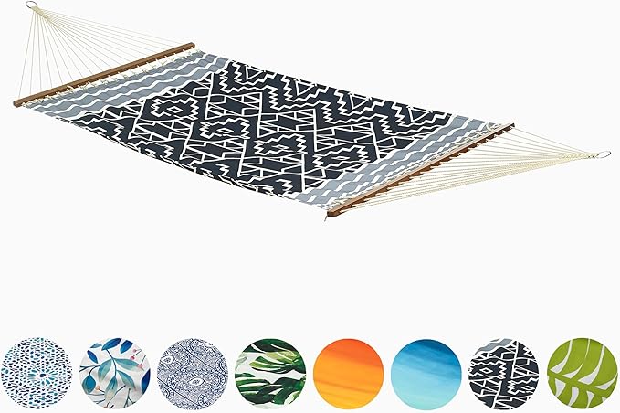 Fab Habitat Tribal Recycled Polyester Hammock - Kilimanjaro - Black - Indoor/Outdoor, Quick Dry, 2 Person 460 lbs Capacity - Patio, Poolside, Backyard, Garden, Beach, Balcony - 12-14 ft Adjustable